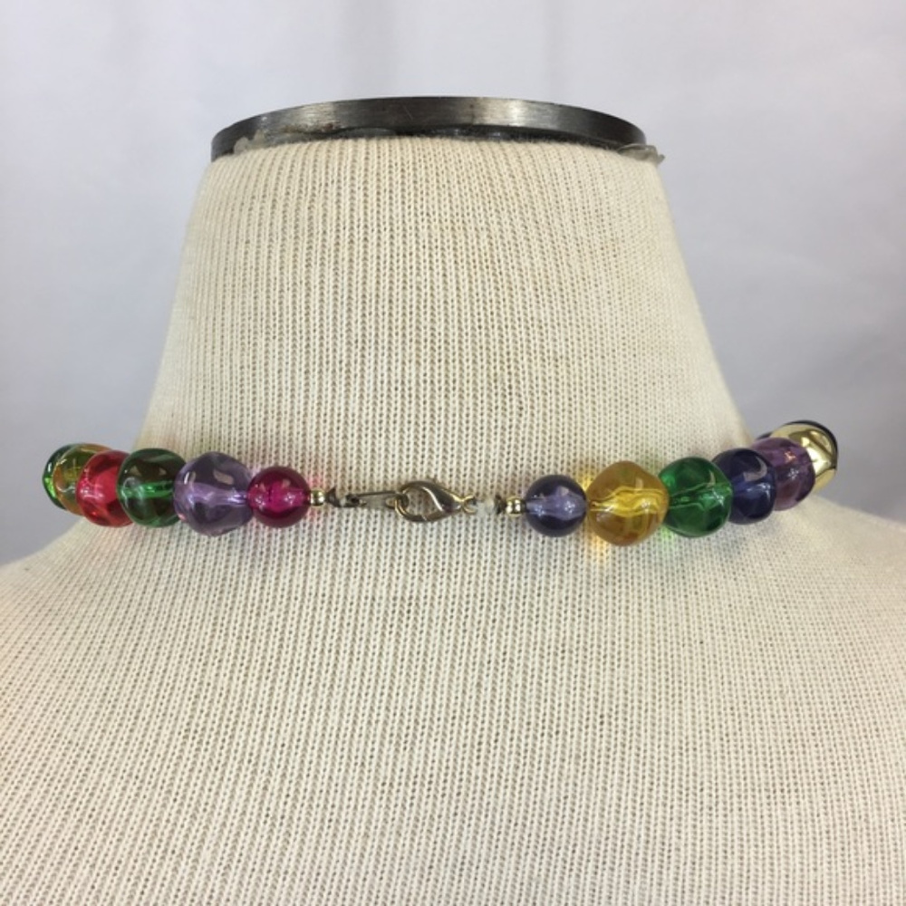 Vintage Rainbow & Gold Bead Necklace - Picture 6 of 6
